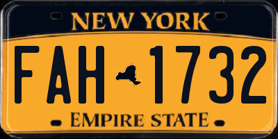 NY license plate FAH1732