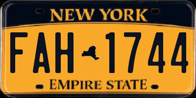 NY license plate FAH1744