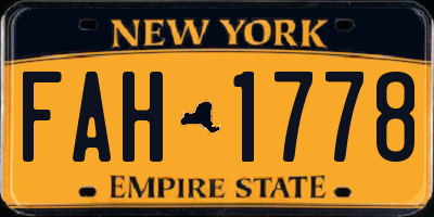 NY license plate FAH1778