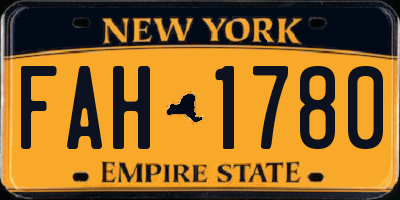 NY license plate FAH1780