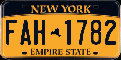 NY license plate FAH1782