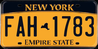 NY license plate FAH1783