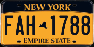 NY license plate FAH1788