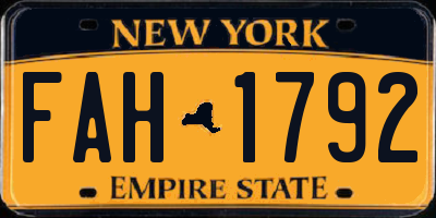 NY license plate FAH1792