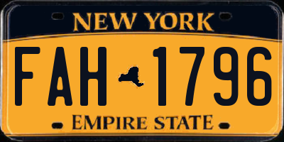 NY license plate FAH1796