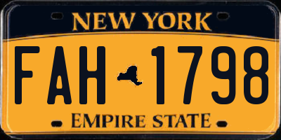 NY license plate FAH1798