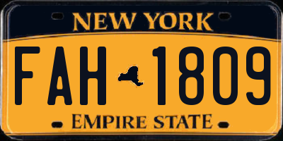 NY license plate FAH1809