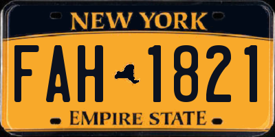 NY license plate FAH1821