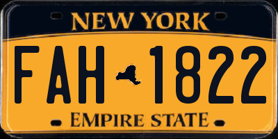 NY license plate FAH1822