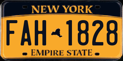 NY license plate FAH1828