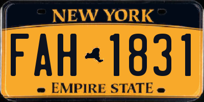 NY license plate FAH1831