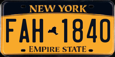 NY license plate FAH1840