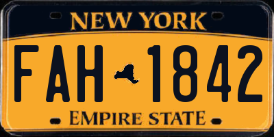 NY license plate FAH1842