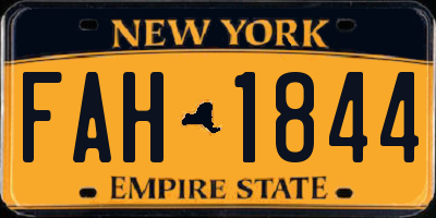 NY license plate FAH1844