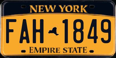 NY license plate FAH1849