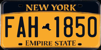 NY license plate FAH1850