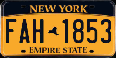 NY license plate FAH1853