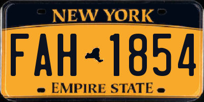 NY license plate FAH1854