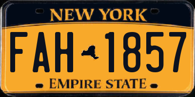 NY license plate FAH1857