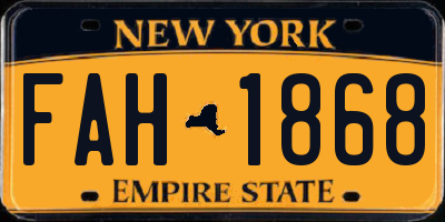 NY license plate FAH1868