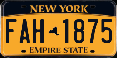 NY license plate FAH1875