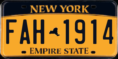 NY license plate FAH1914