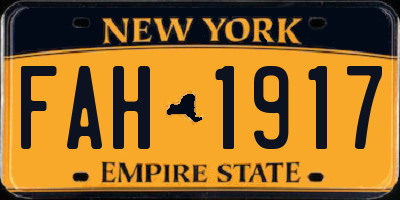 NY license plate FAH1917