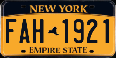 NY license plate FAH1921