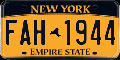 NY license plate FAH1944