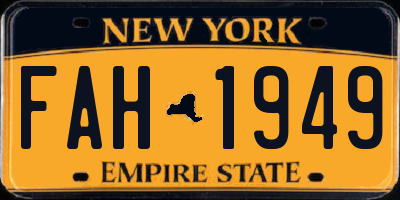 NY license plate FAH1949