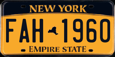 NY license plate FAH1960