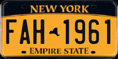 NY license plate FAH1961