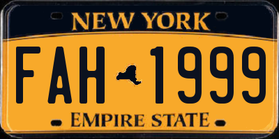 NY license plate FAH1999
