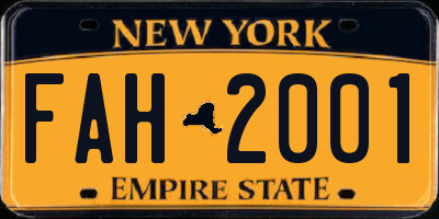 NY license plate FAH2001