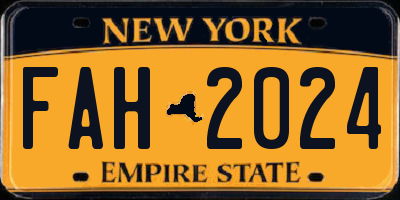 NY license plate FAH2024