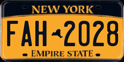 NY license plate FAH2028