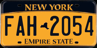 NY license plate FAH2054