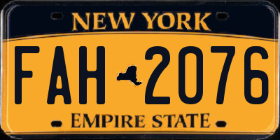 NY license plate FAH2076