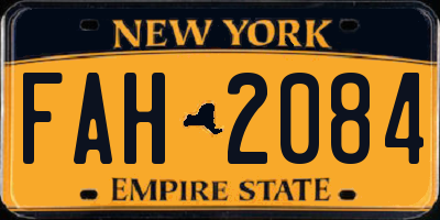 NY license plate FAH2084