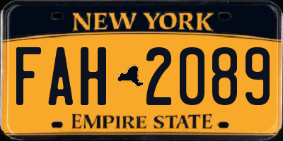 NY license plate FAH2089