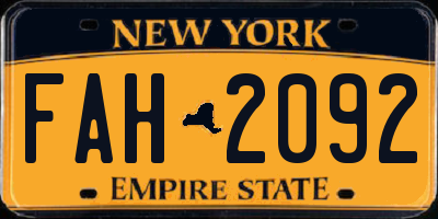 NY license plate FAH2092