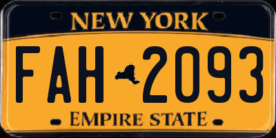 NY license plate FAH2093