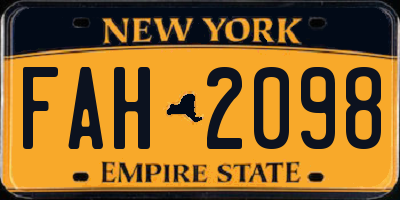 NY license plate FAH2098