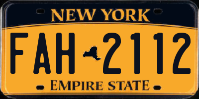NY license plate FAH2112