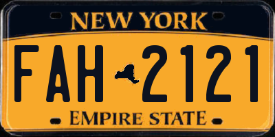 NY license plate FAH2121