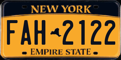 NY license plate FAH2122