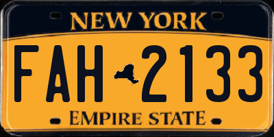 NY license plate FAH2133
