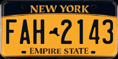 NY license plate FAH2143