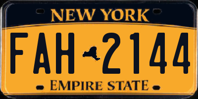 NY license plate FAH2144