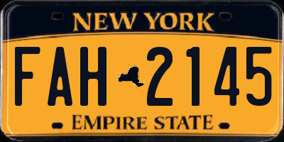 NY license plate FAH2145